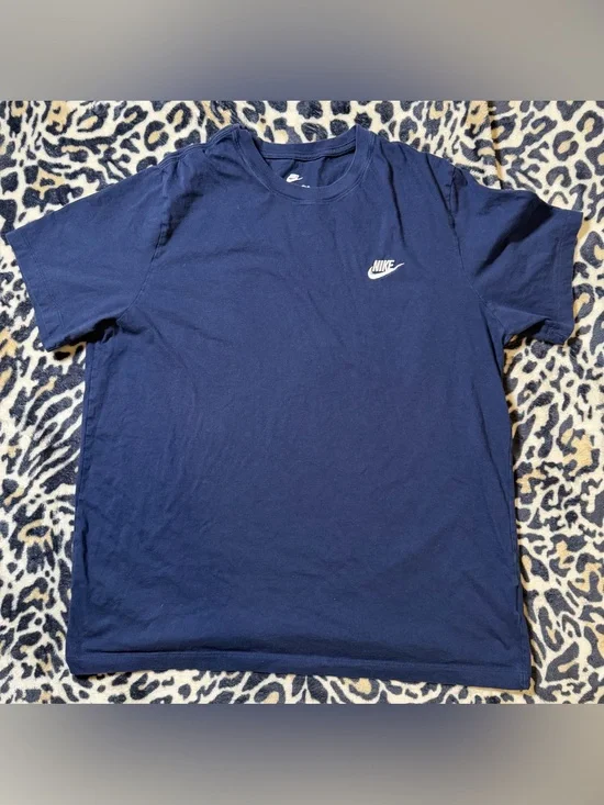 Nike Navy Short-Sleeve Tee with White Swoosh Logo