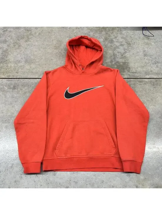 vintage nike red and black center swoosh big logo hoodie size small