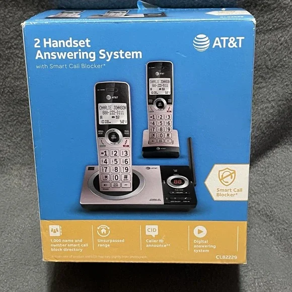 AT&T 2 Handset Answering System Telephones CL82229 Smart Call‎ Blocker ROSE GOLD