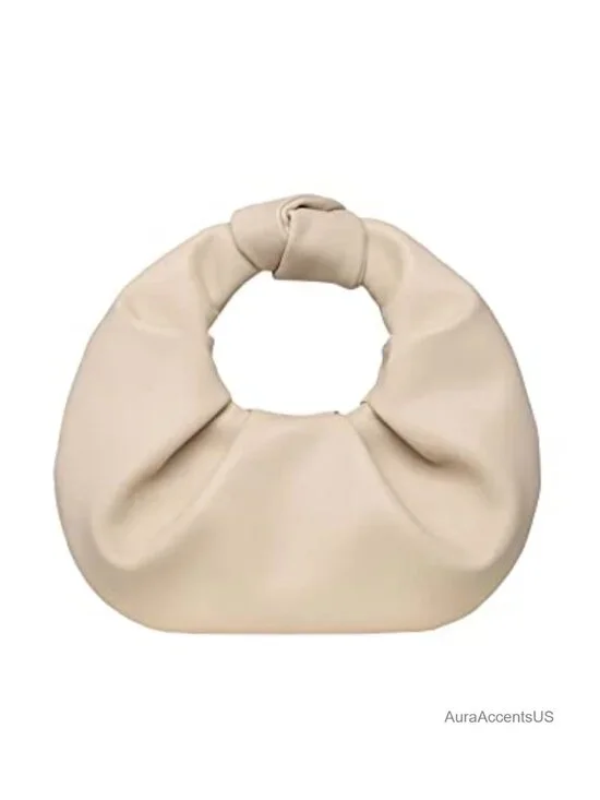 Faux Leather Ruched Hobo Clutch Purse Evening Bag Small Handbag