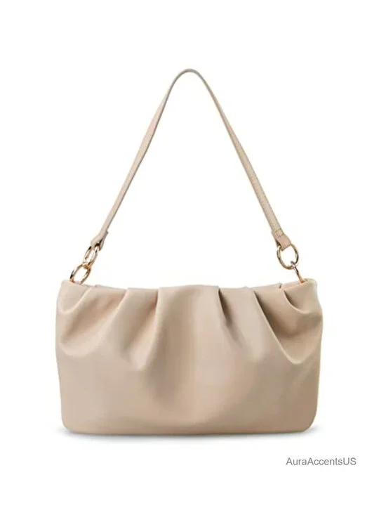 Ruched Hobo Bag Cloud Pouch Convertible Clutch Crossbody Vegan Leather