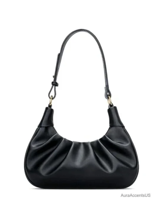 Faux Leather Crescent Hobo Bag with Magnetic Snap Closure