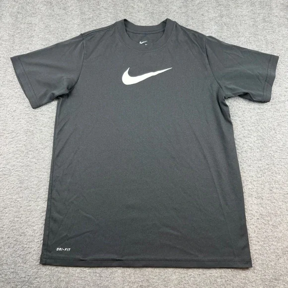 Nike T-Shirt Men's Large Black Dri-FIT‎ Short Sleeve Swoosh Athletic Gym Tee