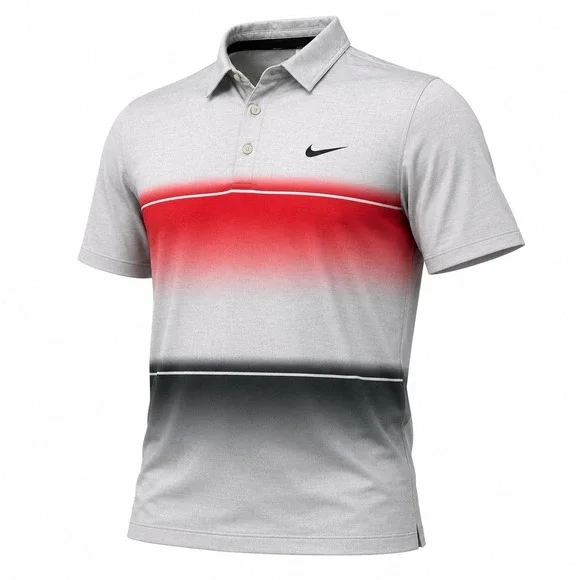 Nike GOLF SHIRT Dri-FIT Men's LARGE STANDARD FIT  PERFORMANCE Red Black  PRINT