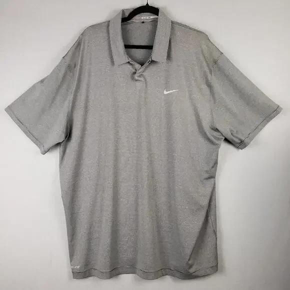 Nike Men's Size XXL Classic Golf Polo Gray Stripe Sporty Tiger Woods‎ Collection
