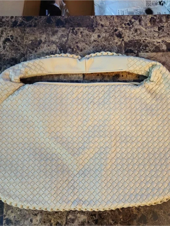 Handwoven Hobo Bag in Cream