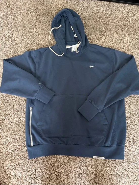 Nike Navy Blue Pullover Hoodie with White Swoosh