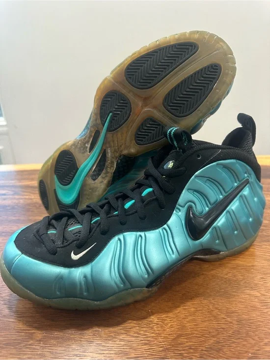 Nike Air Foamposite Pro Electric Blue Black 624041-410 US Men's Sz 10.5 2011 GUC