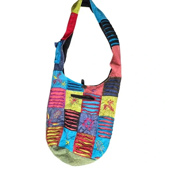 KPC Nepal Cotton‎ Patchwork Crossbody Boho Sling Bag Embroidered Hobo Hippie