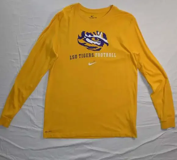 Nike LSU Tigers Dri-FIT Long Sleeve Gold T-Shirt Size L (1041)