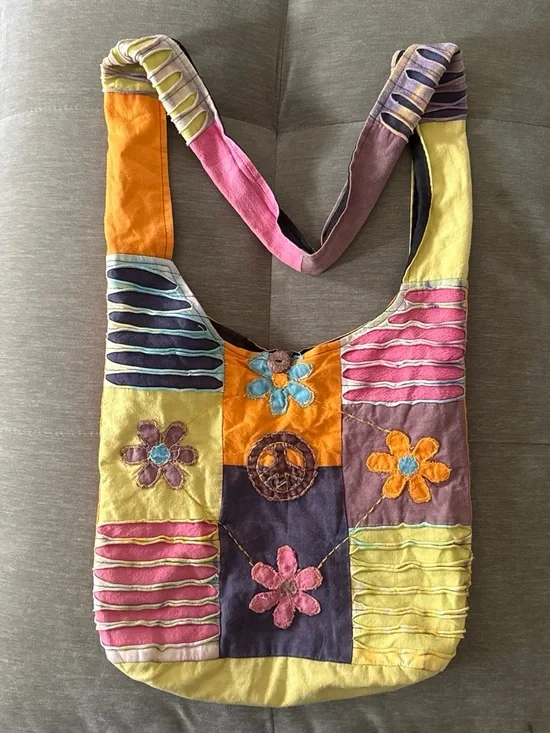 Colorful Patchwork Floral Shoulder Bag - Multicolor