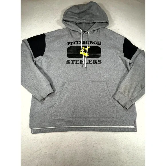 Pittsburgh Steelers Hoodie Mens Medium Heather Gray Nike NFL Fleece Sweatshirt