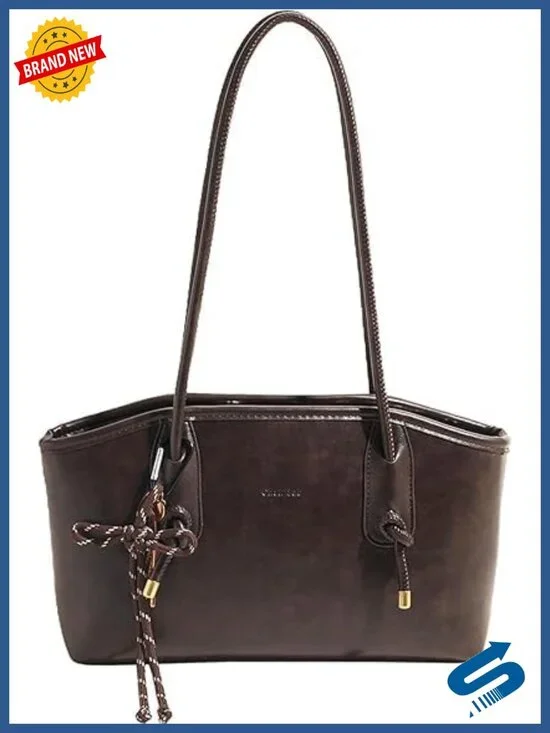 Vintage Hobo Handbag Shoulder Bag Faux Leather Zipper Closure Y2k Purse