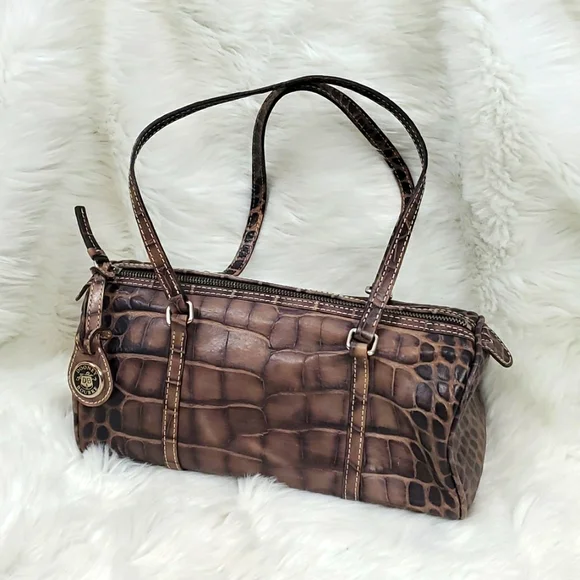 Dooney Bourke Brown Crocodile Leather Hobo Handbag Purse
