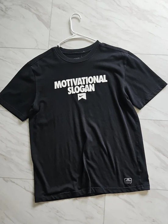 Nike Black Short Sleeve Tee with White Motivational Print