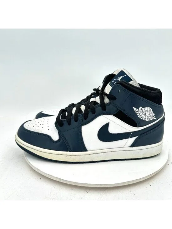 Nike Air Jordan 1 Mid Men Size 11.5 554724-411 Armory Navy White Shoes