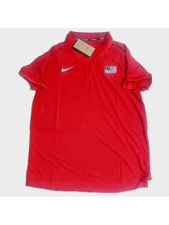 Nike Court Dri Fit USA Shirt Mens Size L Large Quarter Zip Tennis Polo Slim Red