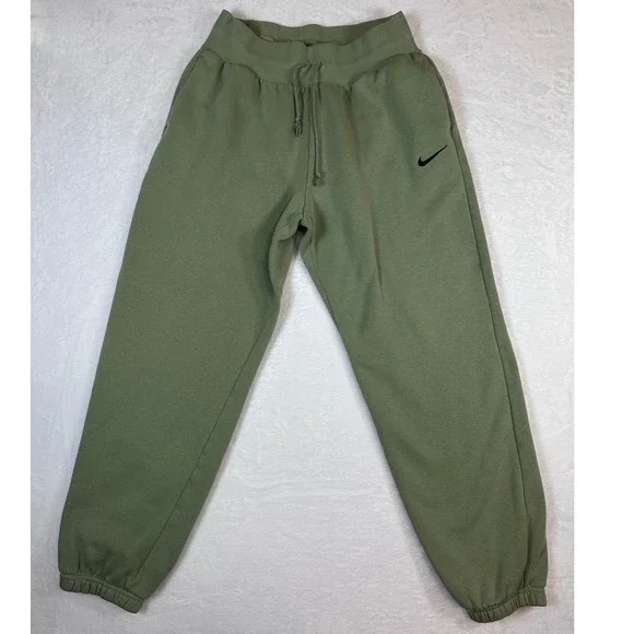 Nike Mens Sportswear Fleece Joggers Olive Green Sweatpants Medium Swoosh Logo