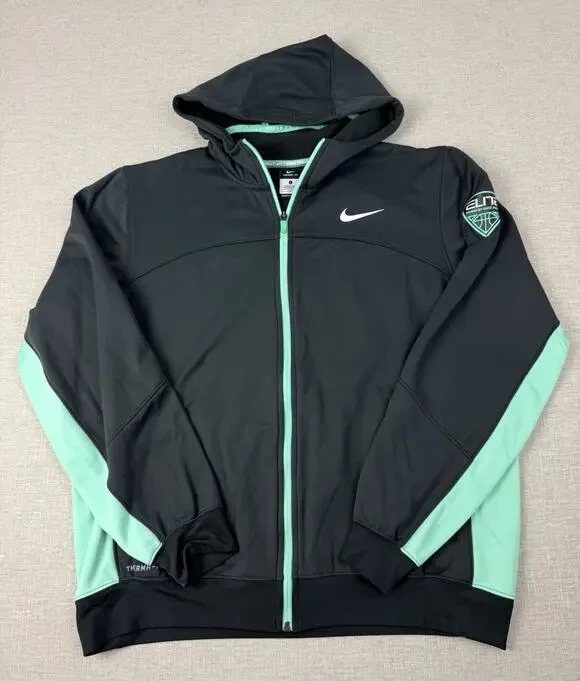 Nike Elite Therma-FIT Basketball Hoodie Jacket Black Mint Green Men’s Large