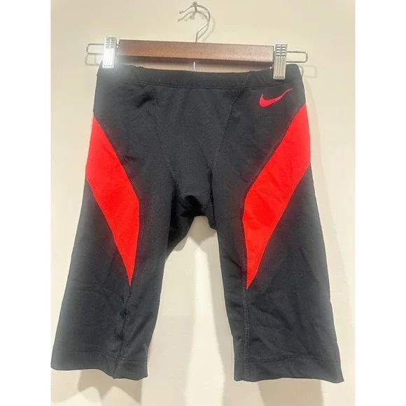 Nike HydraStrong Mens Swim Jammers Black Red Training Trunks Size 28 NESS8044