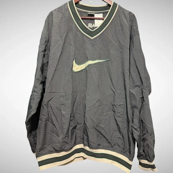Vintage Nike Air Pullover Mens XL Center Swoosh Navy Blue Black V Neck Y2K