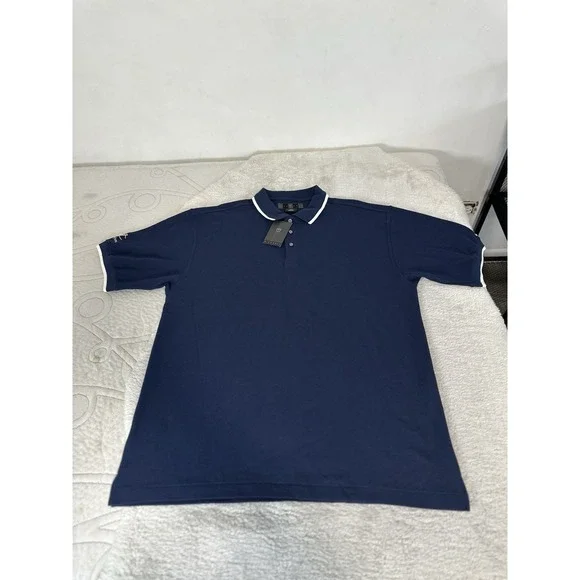 New Nike Golf Men's XL Short Sleeve Polo Shirt Navy Cotton LOGO Vintage