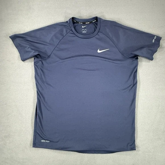 Nike Dri-FIT Swim Men's Medium Navy Blue Activewear T-Shirt Short Sleeve