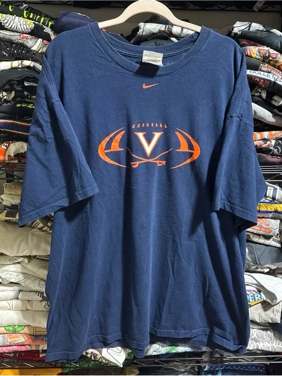 Vintage 90s Nike Virginia Tech Football Center Swoosh Shirt Size Xxl