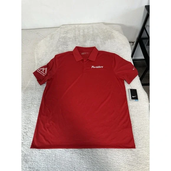 New Nike Golf Dri Fit Men's Red Short Sleeve Polo Shirt Size Large Portillo's