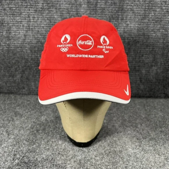 Paris 2024 Olympics Hat Cap Fitted Mens Large Red‎ Golf Nike Coca-Cola Dri Fit