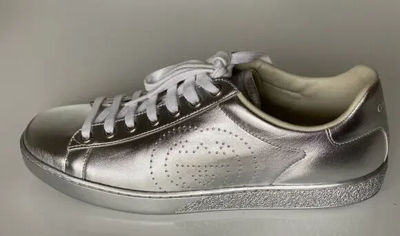 Gucci Ace Men's Low-top Silver Sneakers 10.5 US (Gucci 10) 660266 Italy NIB