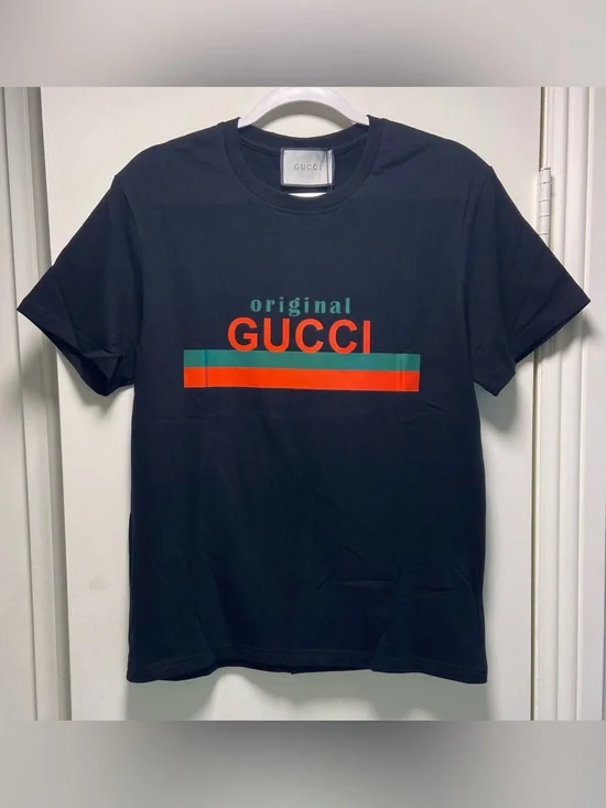GUCCI Print Black Short Sleeve T-Shirt - Size L