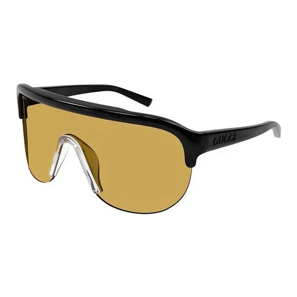 Gucci Sunglasses Shield Semi Rim, Black Frame and Orange Lens GG1645S005