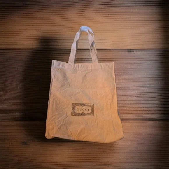 GUCCI cotton canvas shopper tote bag Dust Bag Reusable Bag logo on both sides!
