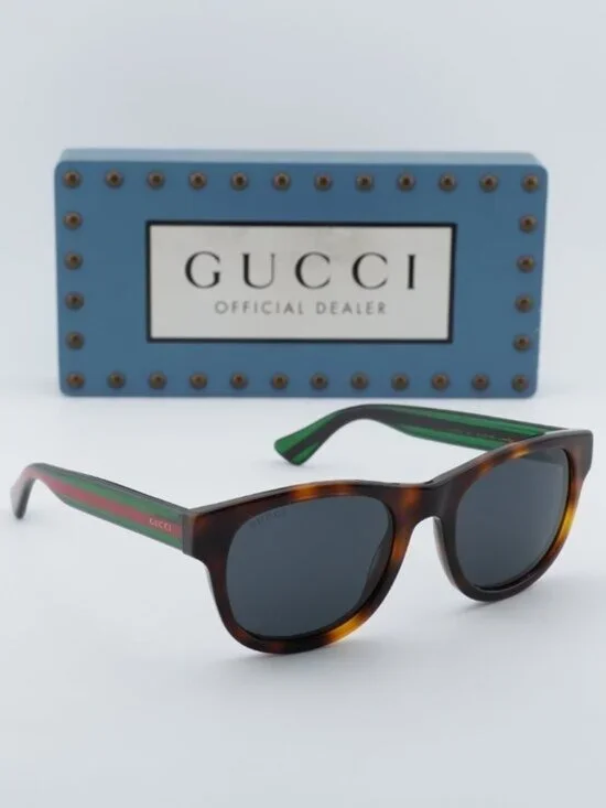 Gucci GG0003S 003 Men Square Sunglasses - Havana / Green / Grey