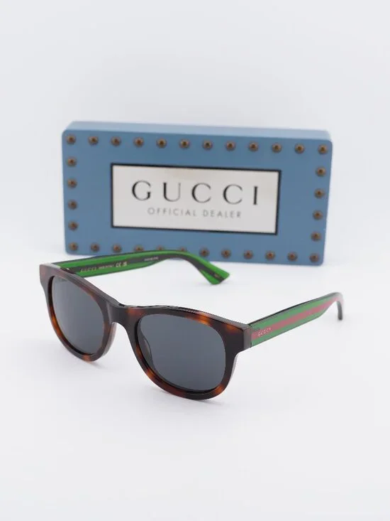 Gucci GG0003SN 003 Square Sunglasses - Havana / Green / Grey