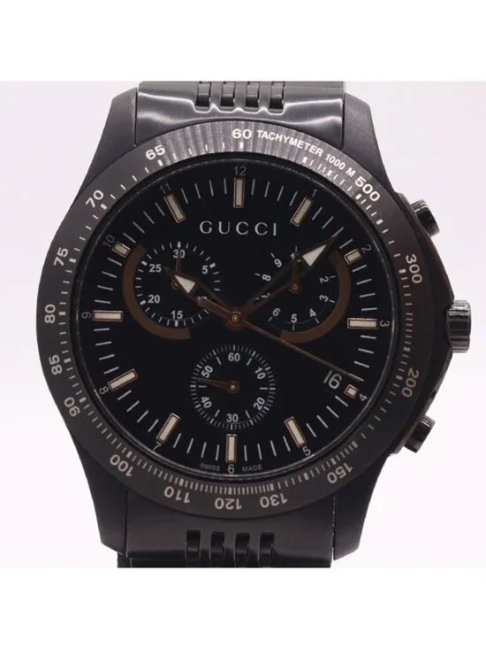 Gucci and Frame Timeless 126.2 Quartz Date Chronograph Black Dial Watch