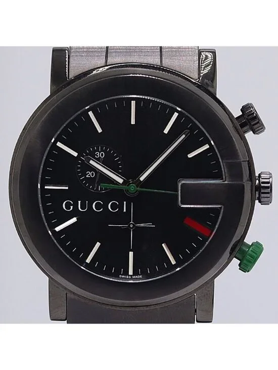 Gucci Round Chronograph Quartz Date Smoseco Black Dial Watch