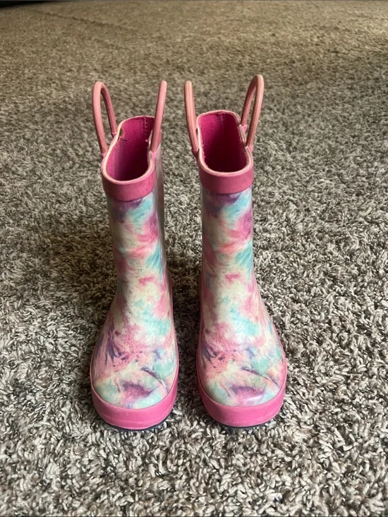 Target Kids Pink Tie-Dye Rain & Snow Boots with Pull Handles