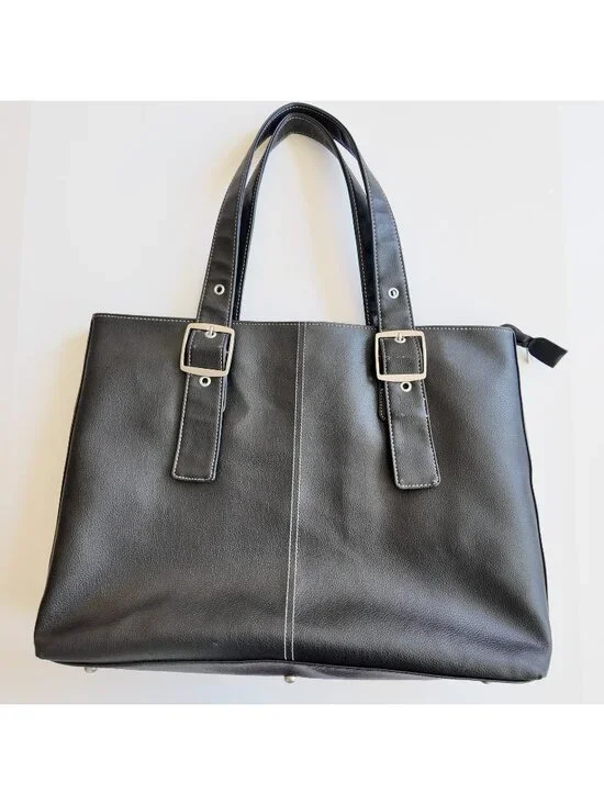 SOLO new york black leather laptop bag