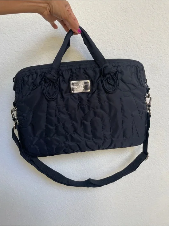 Marc by Marc Jacobs Black Quilted Laptop Tote with Detachable Strap
