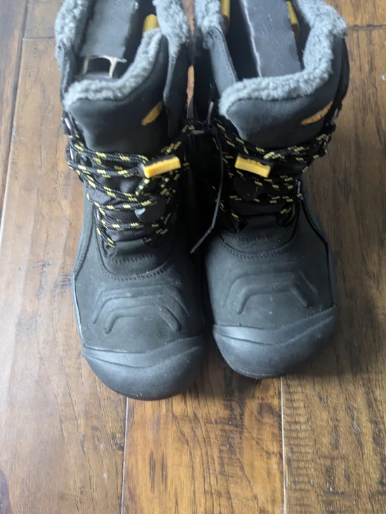 Keen Kids Black Winter Boots with Yellow Accents