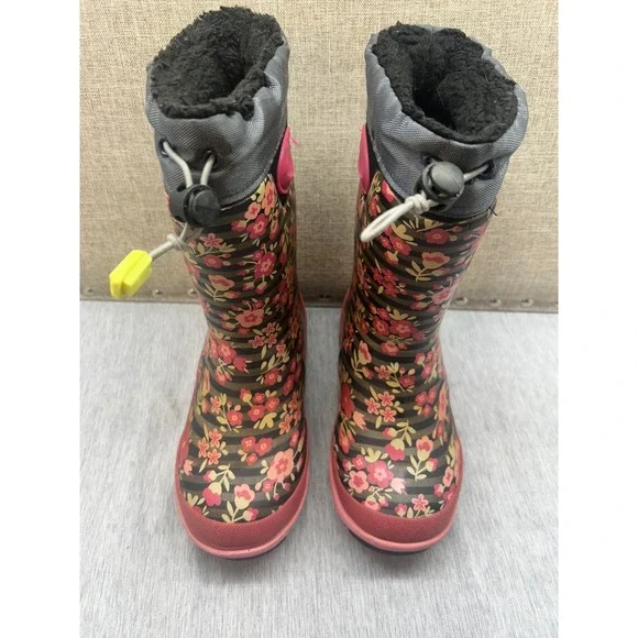 Western Chief Kids Floral Black Winterprene Waterproof Boots Size‎ 9-10