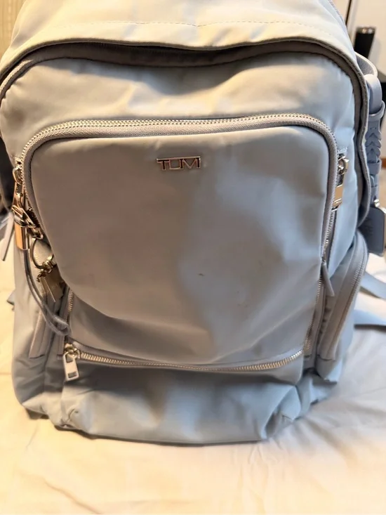 Tumi womens Pale blue Backpack with Silver Hardware