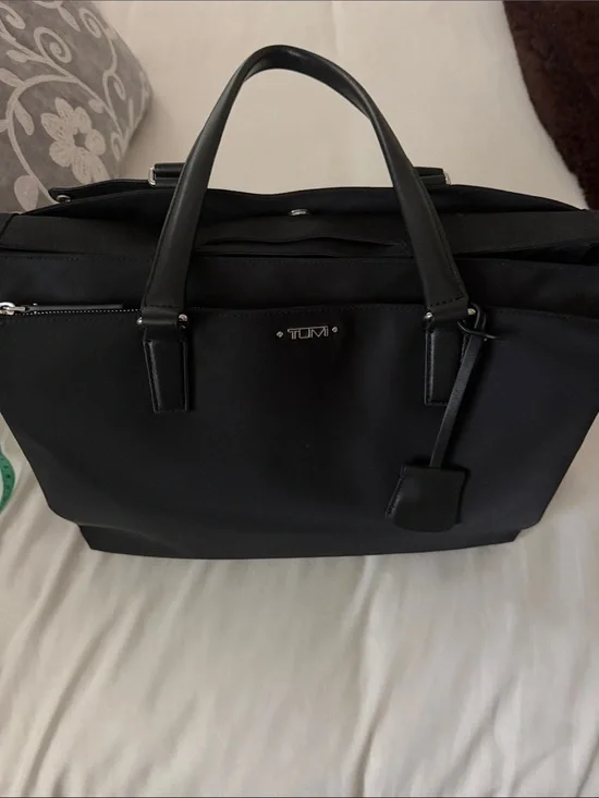 Tumi Black Nylon Laptop Brief with Leather Trim