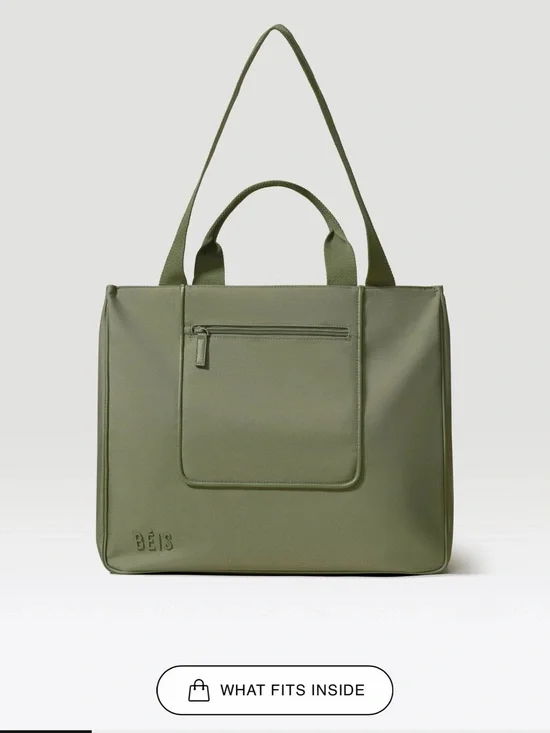 BEIS Olive Green Laptop Tote Bag