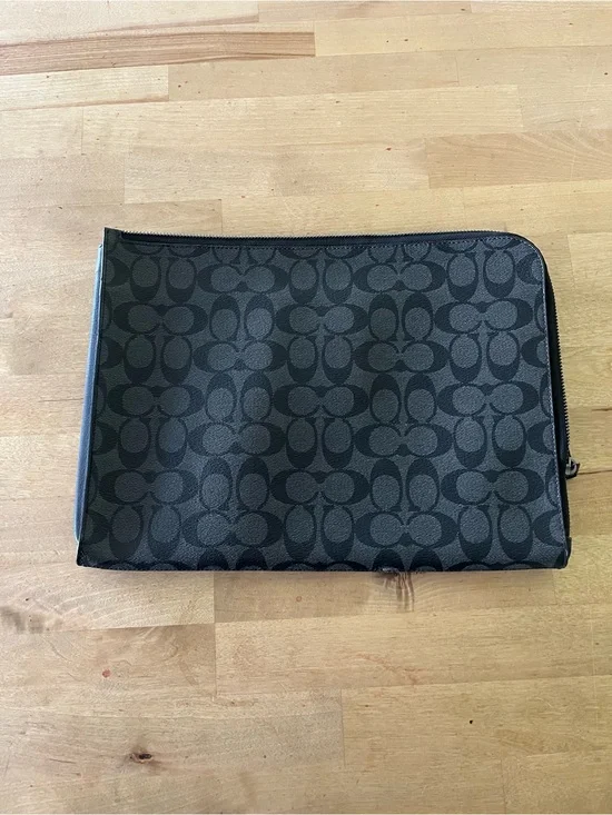 Coach Black Signature Canvas Laptop Sleeve