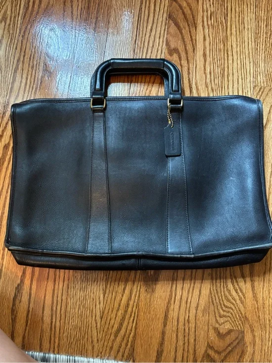 Vintage Coach Black Leather Briefcase Business Attache Bag No. 5285 USA Made