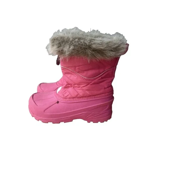 C9 Champion Toddler Girl's Thermolite -SZ 3 Pink‎ Faux Fur Trim Winter Boots