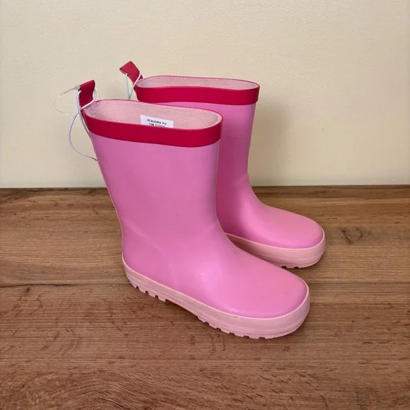 HARPER CANYON Audra Rain Boots Pink Kids Size 12 Waterproof Rubber Slip On